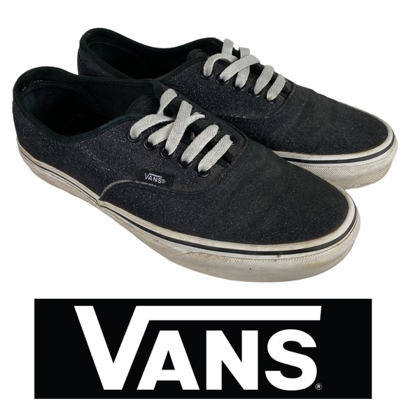 Vans Low Top Skater Sneakers Shoes Womens 8 Black Sparkle Glitter - Picture 4 of 9